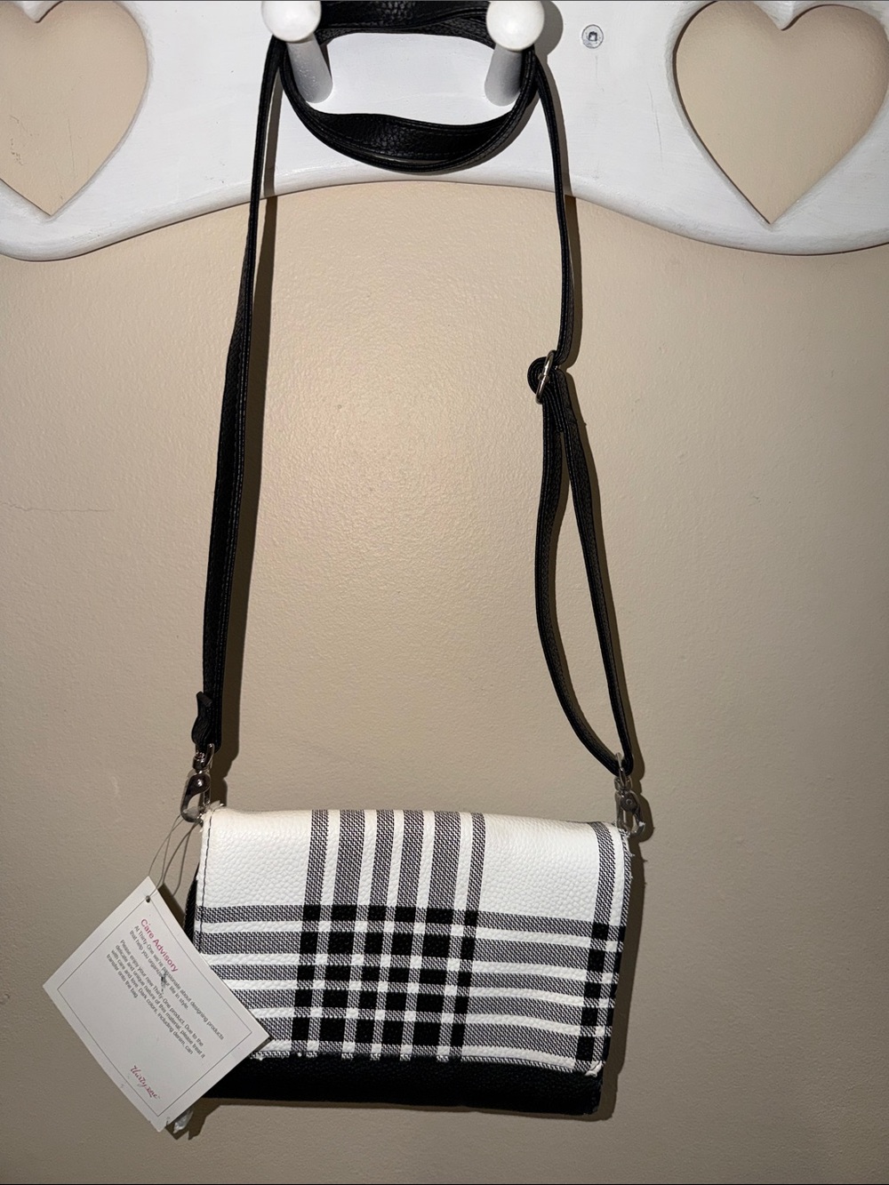 thirty-one Black & White Plaid Crossbody Bag